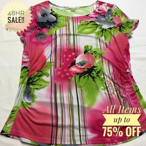 PETER NYGARD LARGE FLORAL DESIGN BLOUSE EUC/LN